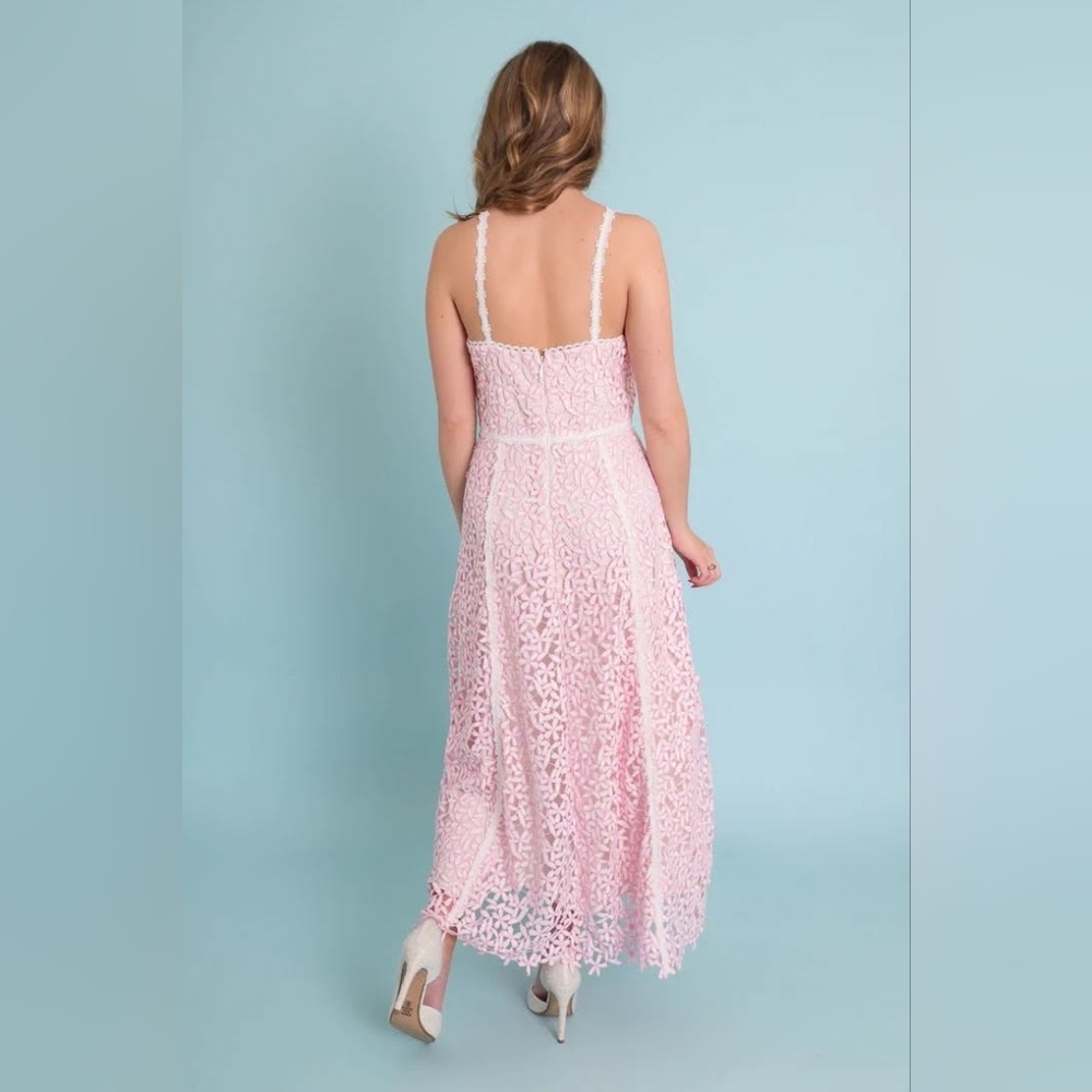 Elegant Pink Lace Maxi Dress - Picture 5 of 6